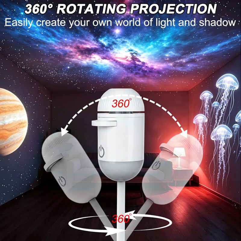 GearPeak 5D Holographic Galaxy Projector – Smart LED Night Light with 24 Film Discs for Bedroom & Party