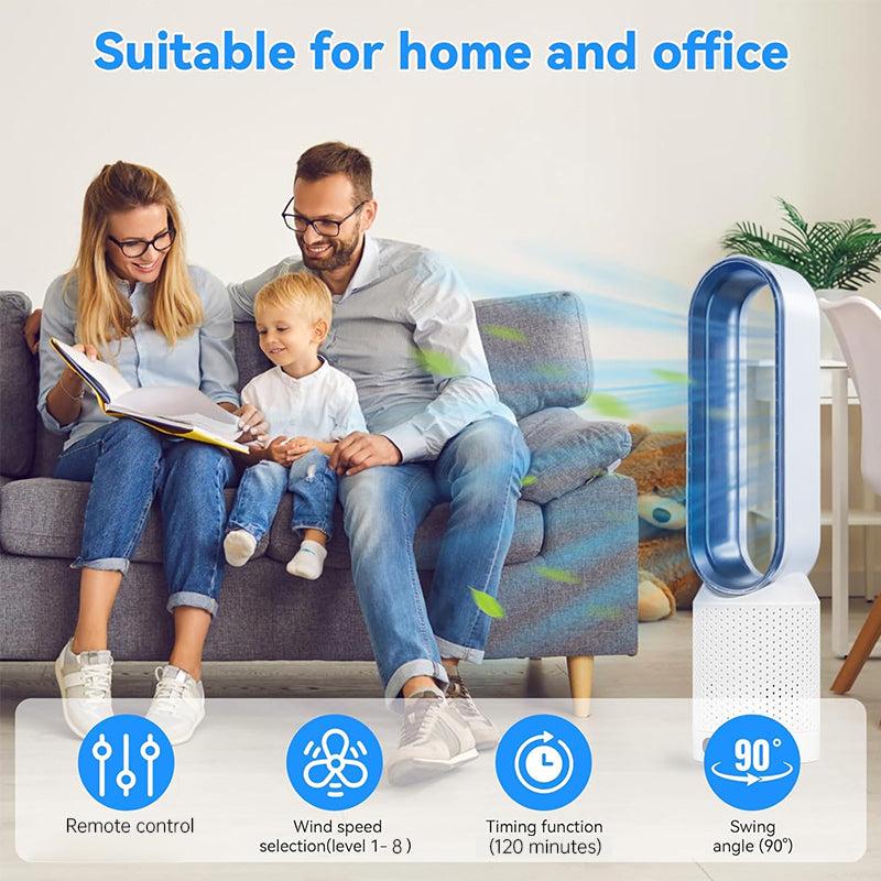 GearPeak Bladeless Tower Fan with Air Purifier – Ultra-Quiet Floor Fan for Bedroom & Office