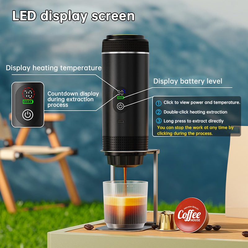 GearPeak Portable Espresso Machine with Digital Display – 3-in-1 Capsule, Pod & Ground Coffee Maker