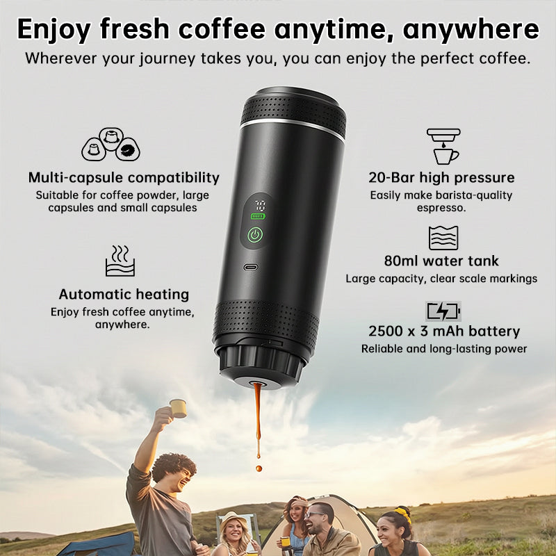 GearPeak Portable Espresso Machine with Digital Display – 3-in-1 Capsule, Pod & Ground Coffee Maker