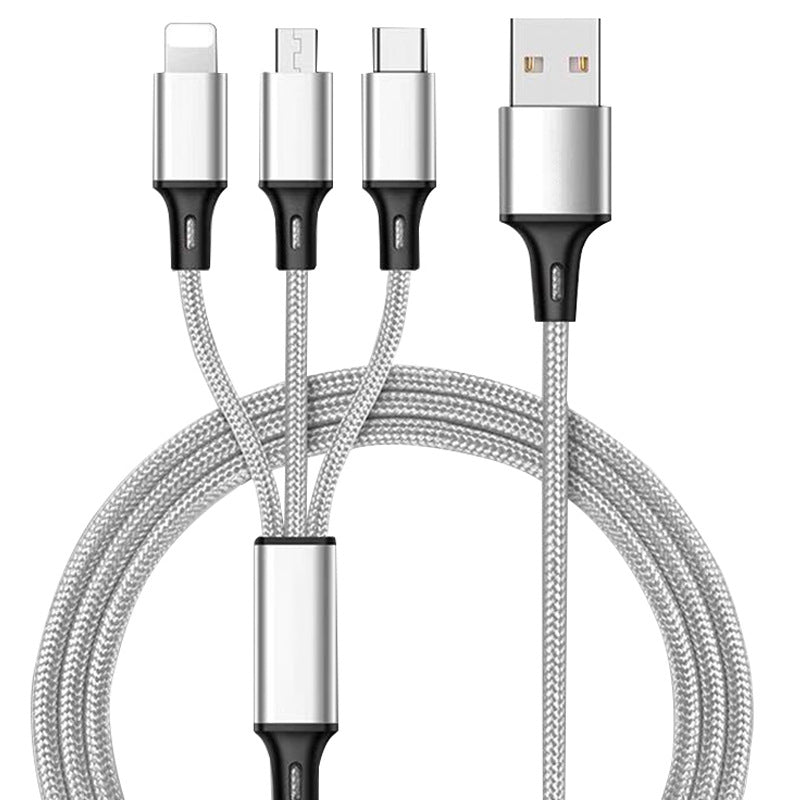 GearPeak 3-in-1 Nylon Braided Charging Cable – USB-C, Lightning & Micro-USB for iPhone, Samsung & More