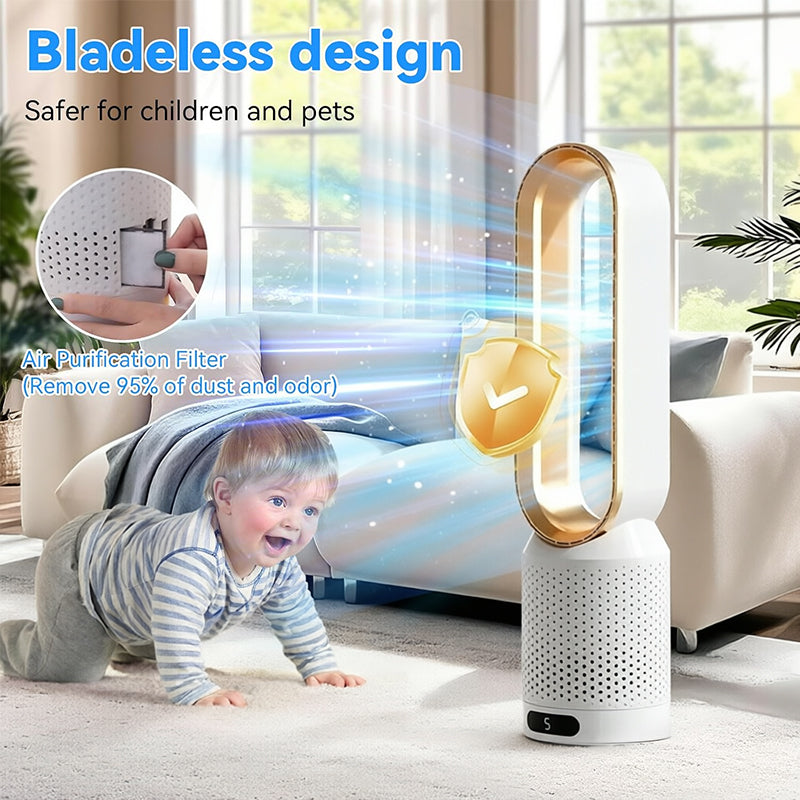 GearPeak Bladeless Tower Fan with Air Purifier – Ultra-Quiet Floor Fan for Bedroom & Office