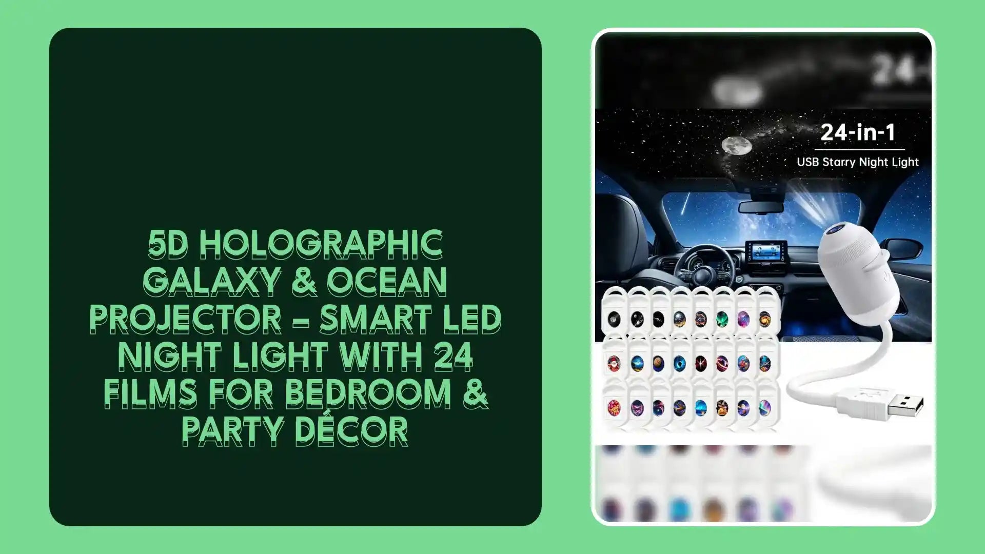 5D Holographic Galaxy & Ocean Projector &ndash; Smart LED Night Light with 24 Films for Bedroom & Party D&eacute;cor by@Outfy