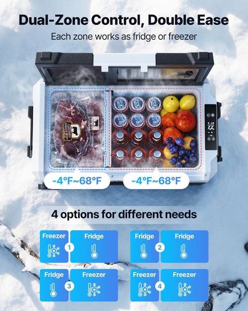 GearPeak Portable Car Refrigerator – 12V/24V DC & 240V AC Compressor Cooler, -20°C Cooling
