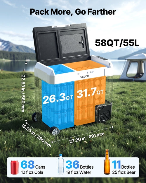 GearPeak Portable Car Refrigerator – 12V/24V DC & 240V AC Compressor Cooler, -20°C Cooling